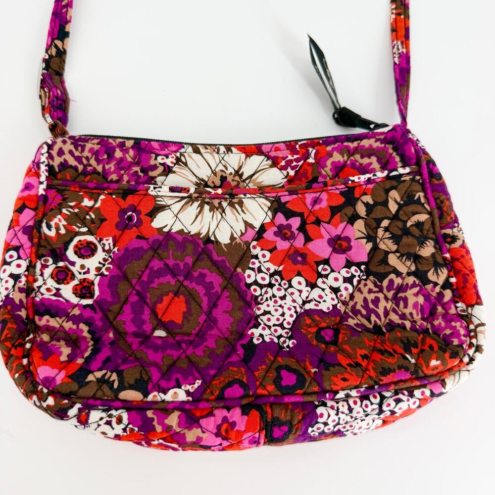 Vera Bradley Frannie Crossbody Bag Rosewood Floral Quilted Zip Purse Retired